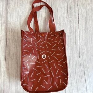 Lululemon Athletica Red and White Logo Small Tote Bag